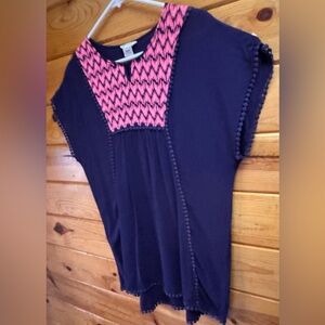 Ariat Navy and Pink Knit Top